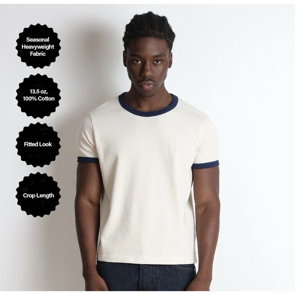 Pool House New York Diego Muscle Tee | Heavyweight | Ringer — Natural & Navy M